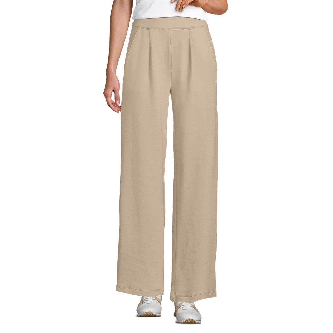 Women's Sport Knit High Rise Pleated Wide Leg Pants