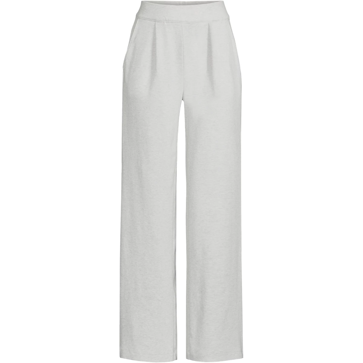 Women's Tall Sport Knit High Rise Pleated Wide Leg Pants — Soft Light Gray Heather by Lands' End