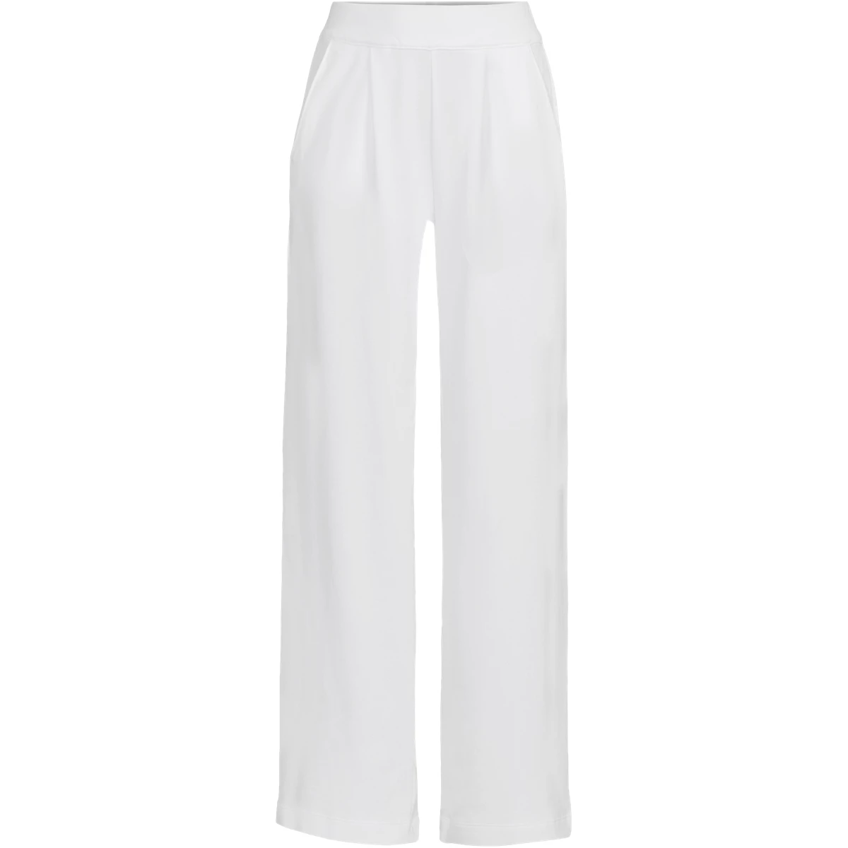 Women's Tall Sport Knit High Rise Pleated Wide Leg Pants — White by Lands' End