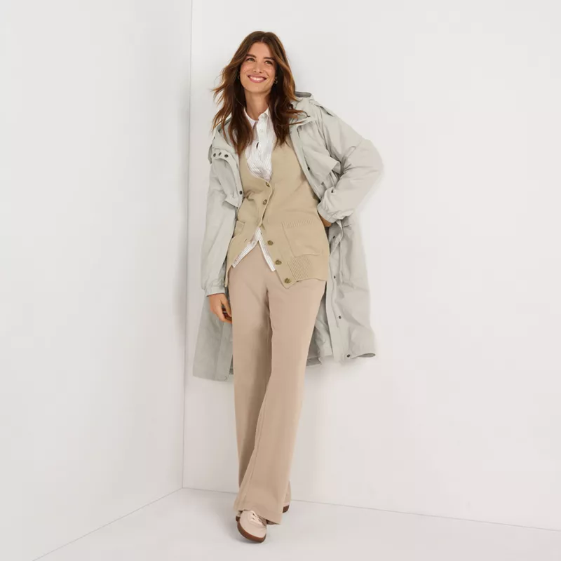 Women's Petite Sport Knit High Rise Pleated Wide Leg Pants, alternative image