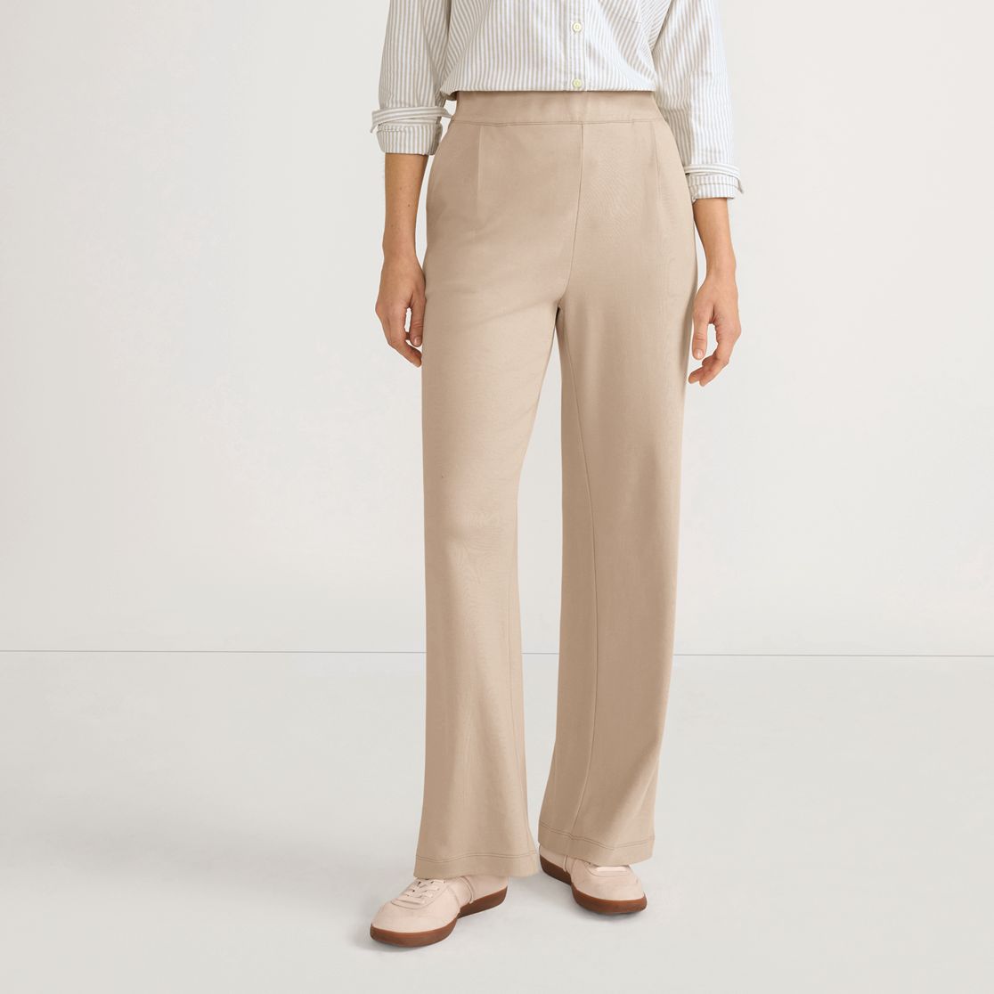 Women's Sport Knit High Rise Pleated Wide Leg Pants