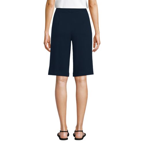 Women's Sport Knit High Rise Pleated 12" Bermuda Shorts, Back