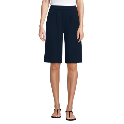 Women's Sport Knit High Rise Pleated 12" Bermuda Shorts, Front