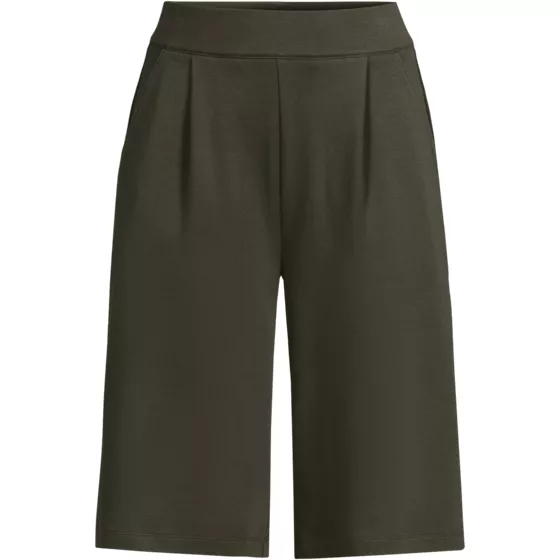 Women's Plus Size Sport Knit High Rise Pleated 12" Bermuda Shorts - primary