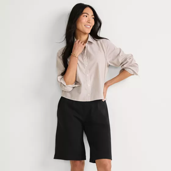 Women's Sport Knit High Rise Pleated 12" Bermuda Shorts - primary