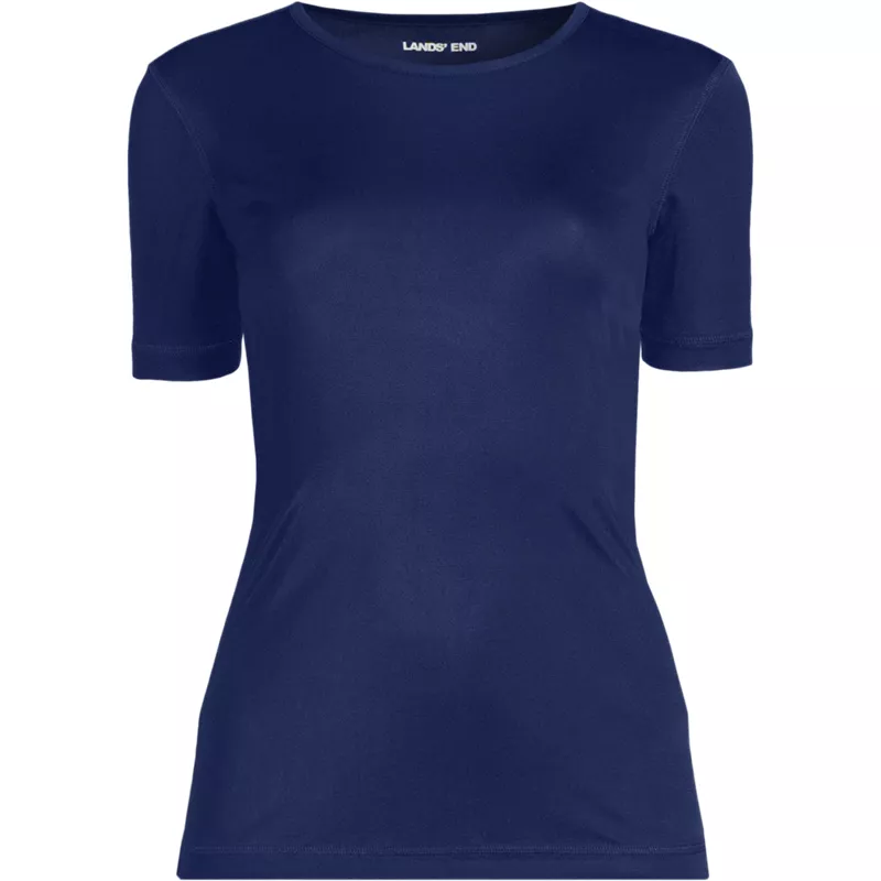 Women's Silk Interlock Short Sleeve Crewneck Long Underwear Thermal Baselayer Top, Front