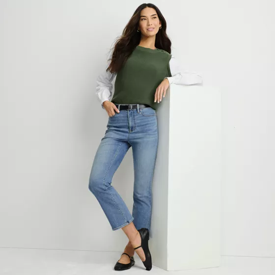 Women's Recover Denim High Rise Kick Flare Crop Jeans - primary