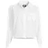 Women's Poplin Ruffle Button Front Cropped Shirt, Front