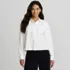 Women's Poplin Ruffle Button Front Cropped Shirt, Front