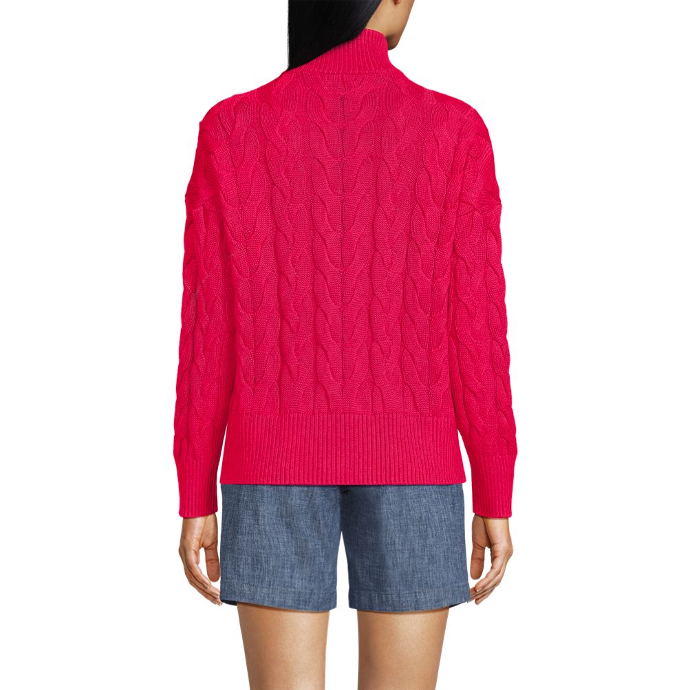 Women's Drifter Cable Quarter Zip Sweater | Lands' End