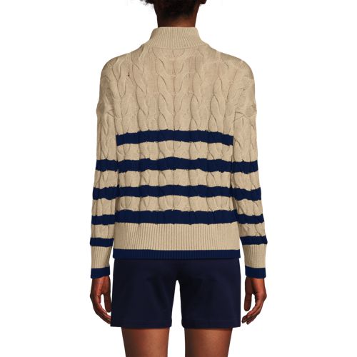 Women's Drifter Cable Quarter Zip Sweater, Back