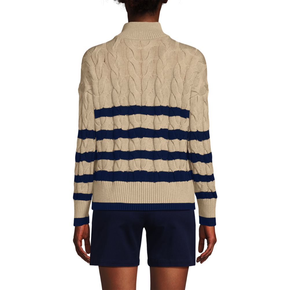 Women's Drifter Cable Quarter Zip Sweater | Lands' End