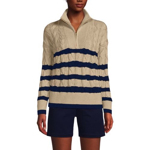 Women's Drifter Cable Quarter Zip Sweater, Front