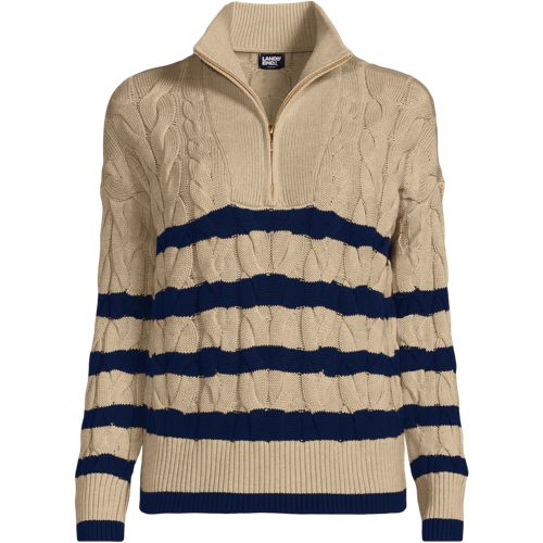売れ筋商品|||ランズエンド ニット&セーター アウター レディース Women's Drifter Cotton Quarter Zip Pullover Sweater Vicuna heather Women's Drifter Cotton Quarter Zip Pullover Sweater | Lands' End
