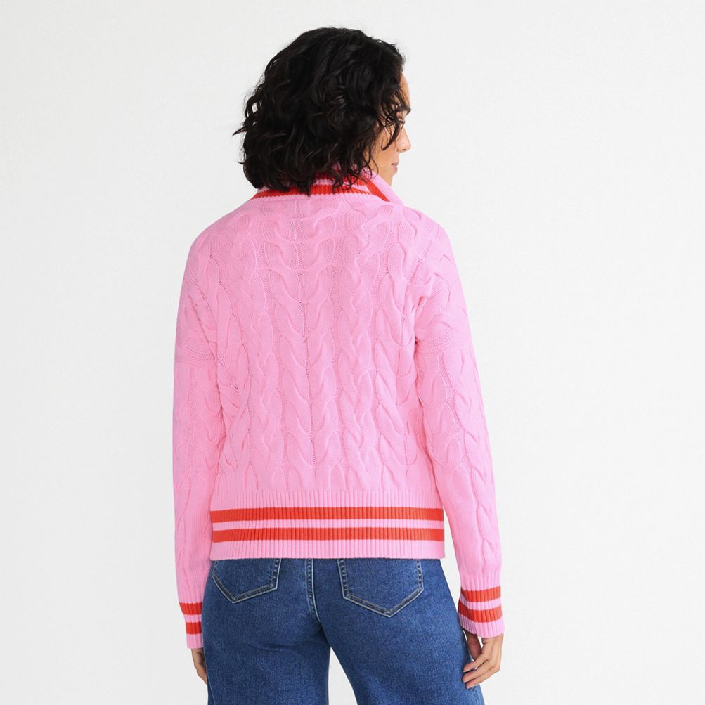 Women's Drifter Cable Quarter Zip Sweater | Lands' End