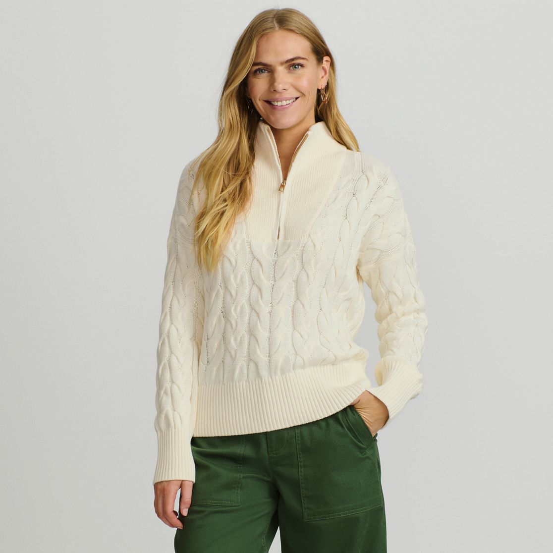 Women's Drifter Cable Quarter Zip Sweater