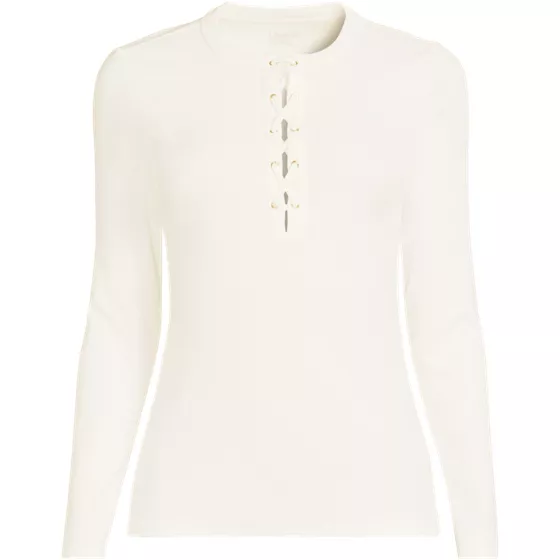 Women's Polished Rib Tie Henley Top - primary