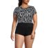 Women's Plus Size Tugless Cap Sleeve Midkini Top, Front