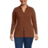 Women's Plus Size Long Sleeve Polished Rib Button Through Tunic Shirt, Front