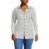 Women's Plus Size Long Sleeve Polished Rib Button Through Tunic Shirt, Front