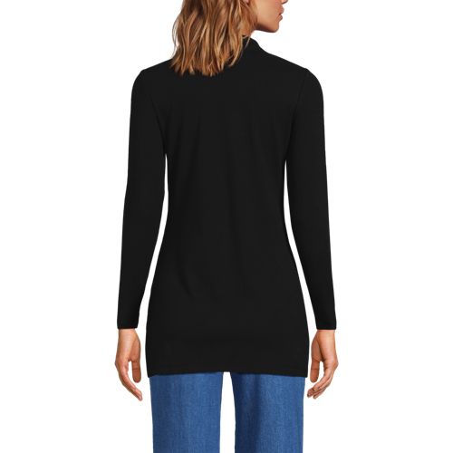 Women's Long Sleeve Polished Rib Button Through Tunic Shirt, Back