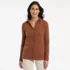 Women's Long Sleeve Polished Rib Button Through Tunic Shirt, Front