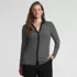 Women's Long Sleeve Polished Rib Button Through Tunic Shirt, Front