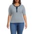 Women's Plus Size Elbow Sleeve Polished Rib Henley Top, Front