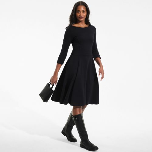 black and yellow dress Muriel | RED Boat-Neck Volume-Hem Midi Dress main image 0