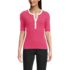 Women's Elbow Sleeve Polished Rib Henley Top, Front