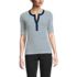 Women's Elbow Sleeve Polished Rib Henley Top, Front