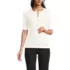 Women's Elbow Sleeve Polished Rib Henley Top, Front