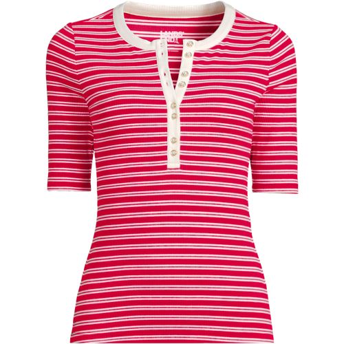 【2plan】Holden Stripe Ribbed Henley Neck Ringer S/S T Scarlett Rib Stripe Henley – Z SUPPLY