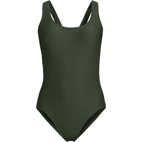 Women's Tugless Ribbed X-Back One Piece Swimsuit