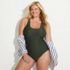 Women's Plus Size Tugless Ribbed X-Back One Piece Swimsuit, alternative image