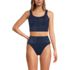 Women's Tugless Shine Tankini Top and High Waisted Bottom Swimsuit Set, Front