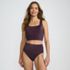 Women's Tugless Shine Tankini Top and High Waisted Bottom Swimsuit Set, Front