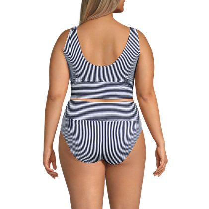 Women's Plus Size Tugless Tankini Top and High Waisted Bottom Swimsuit Set - image 5
