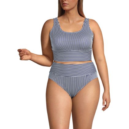 Women's Plus Size Tugless Tankini Top and High Waisted Bottom Swimsuit Set - image 4