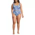 Women's Plus Size Tugless Midkini Top and High Waisted Bottom Swimsuit Set, Front
