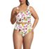 Women's Plus Size Tugless Midkini Top and High Waisted Bottom Swimsuit Set, Front