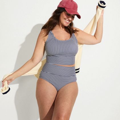 Women's Plus Size Tugless Tankini Top and High Waisted Bottom Swimsuit Set - primary