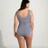Women's Plus Size Tugless Midkini Top and High Waisted Bottom Swimsuit Set, Back