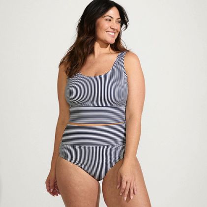 Women's Plus Size Tugless Tankini Top and High Waisted Bottom Swimsuit Set - image 2