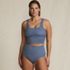 Women's Plus Size Tugless Midkini Top and High Waisted Bottom Swimsuit Set, Front