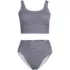 Women's Tugless Midkini Top and High Waisted Bottom Swimsuit Set, Front