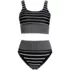 Women's Tugless Midkini Top and High Waisted Bottom Swimsuit Set, Front