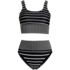 Women's Tugless Tankini Top and High Waisted Bottom Swimsuit Set, Front