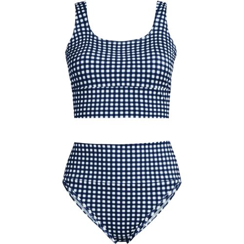 Women's Tugless Midkini Top and High Waisted Bottom Swimsuit Set
