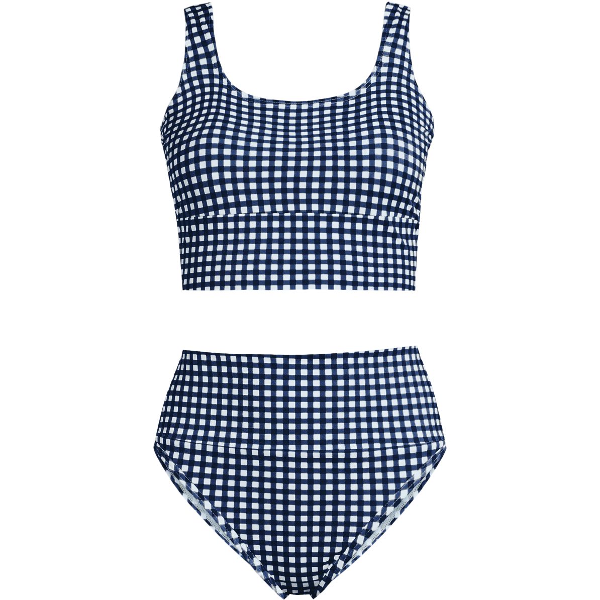 Women's Tugless Tankini Top and High Waisted Bottom Swimsuit Set
